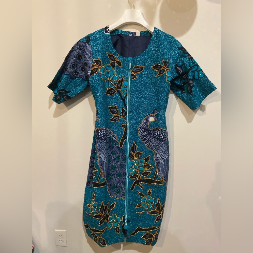 Elegant Peacock Print Dress